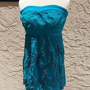 Flying Tomato Strapless Teal Tunic